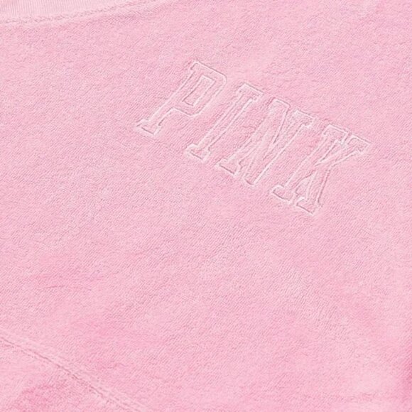Victoria's Secret PINK Varsity Beach Terry V Neck Top Cupid Pink Size Small - Picture 4 of 9